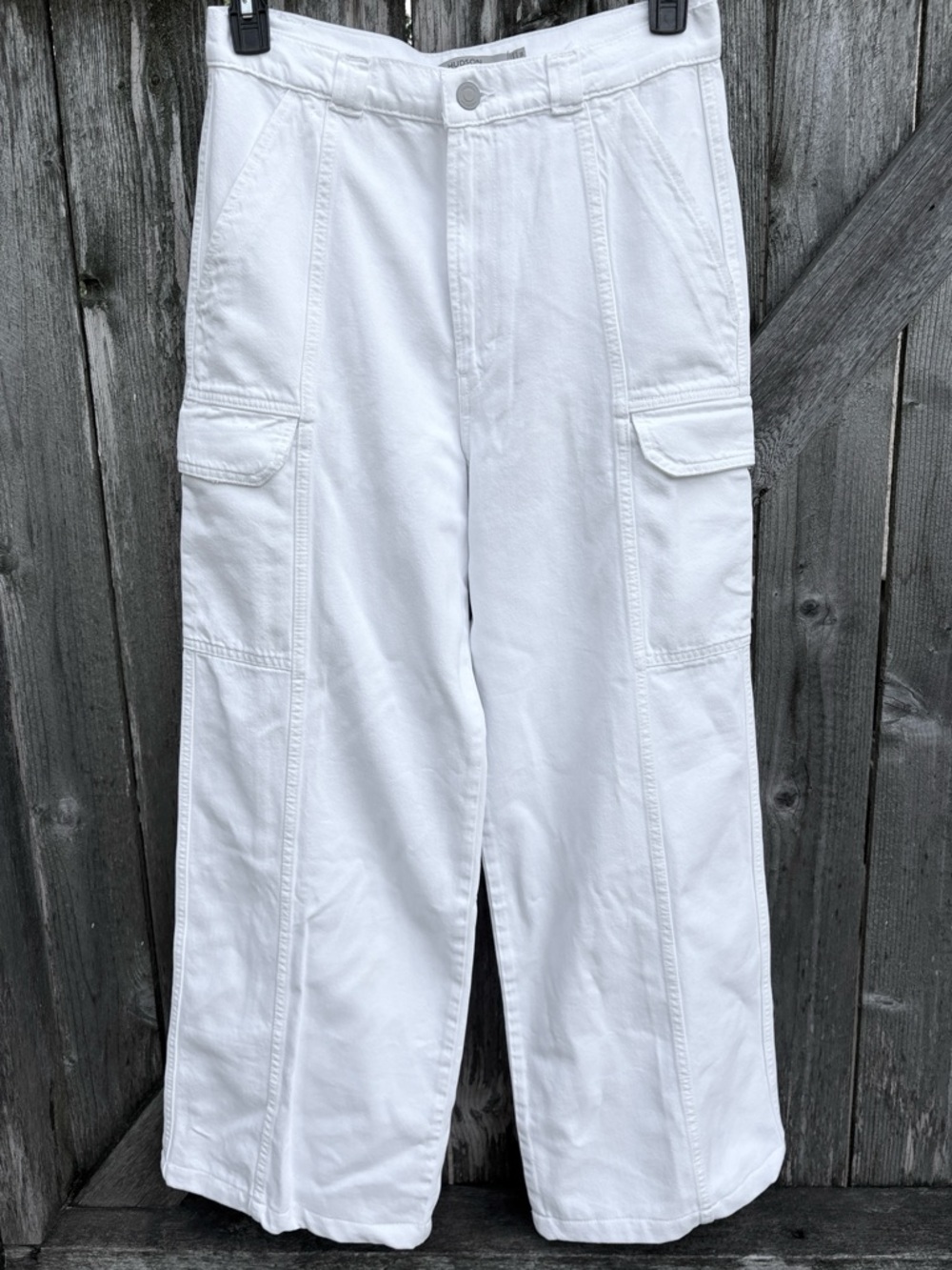 Anthropologie Hudson High Rise Wide Leg Cargo Pants White Size 30